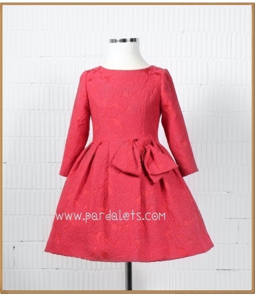 Vestido Jacquard rojo con lazo Junior