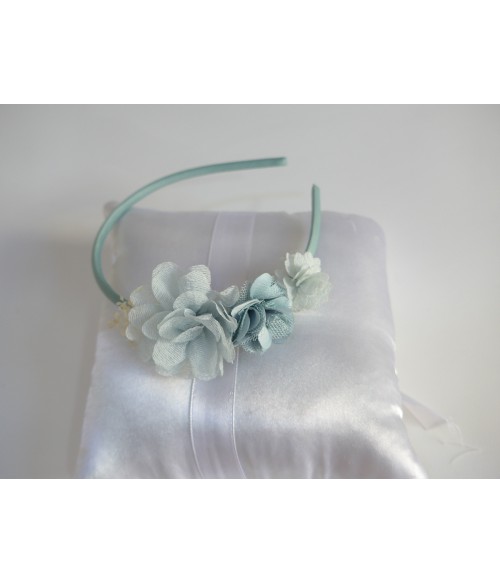 Diadema flores verde empolvado