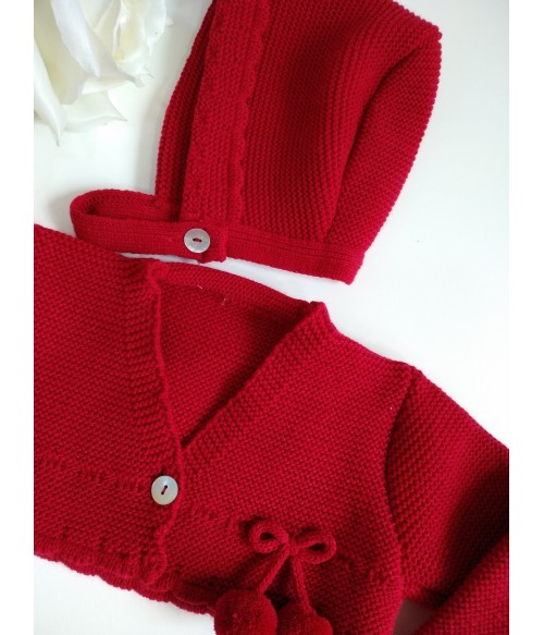 Chaqueta lana roja con capota