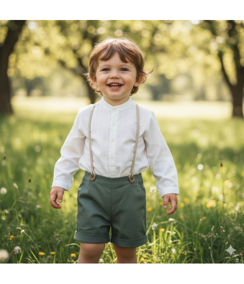 Conjunto camisa beig y...