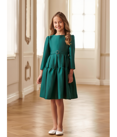 Vestido mikado verde con...