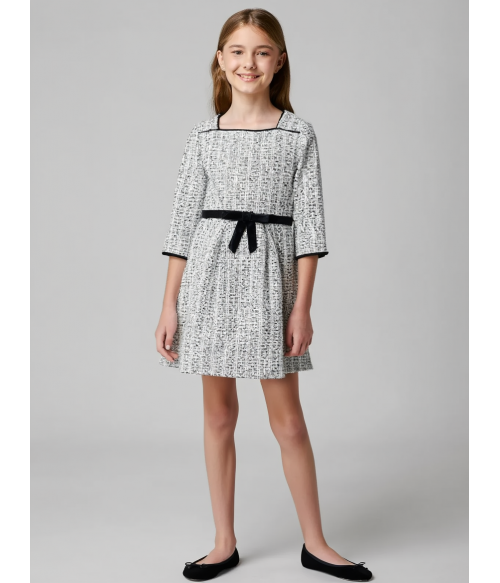 Vestido tweed blanco y negro