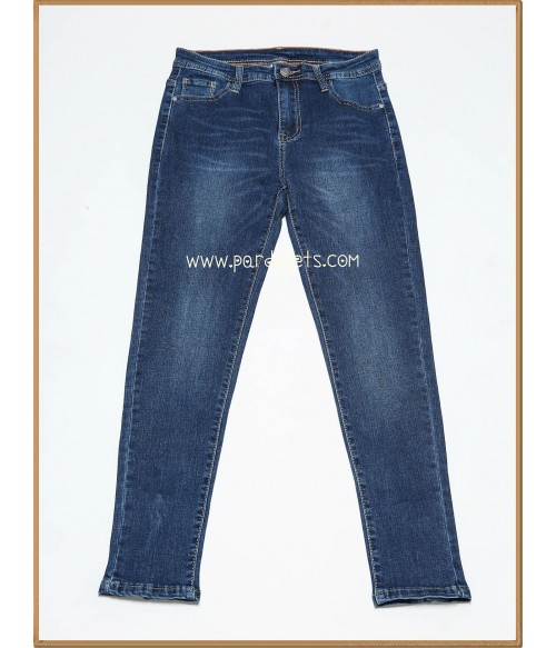 Jeans efecto lavado tiro alto con lazo