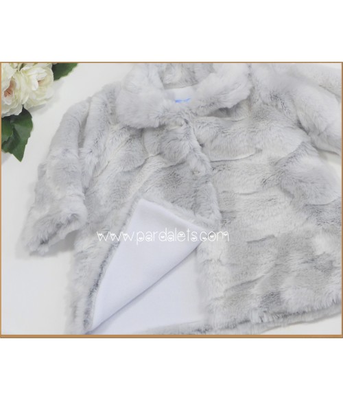 Abrigo peluche gris hielo con capota y polar interior