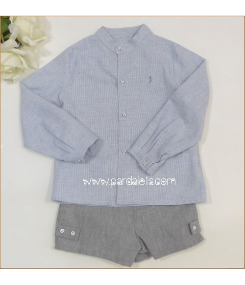Conjunto camisa azul y short gris "Pompon"