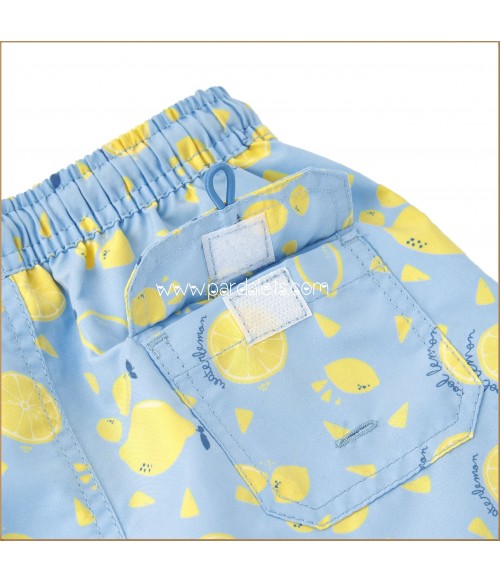 Boxer tela azul estampado limones