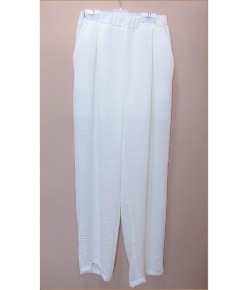 Conjunto blusa blanca brillante y pantalon largo blanco