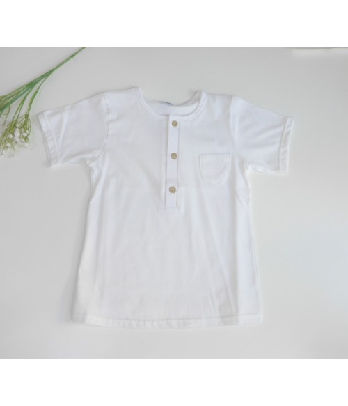 Camiseta blanca manga corta con tapeta