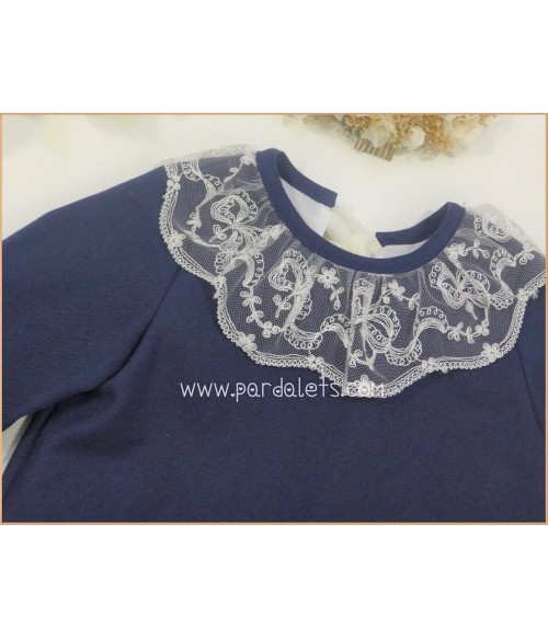 Vestido manga larga azul marino