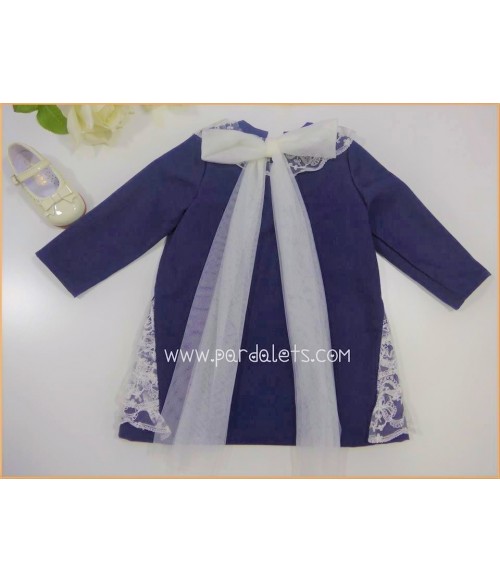 Vestido manga larga azul marino