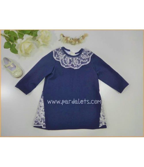 Vestido manga larga azul marino